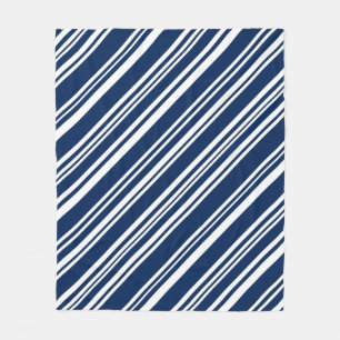 Cosy Diagonal Indigo and White Stripes Fleece Blanket