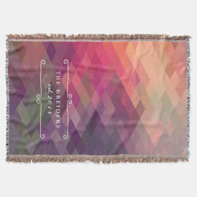 Cosy Diamond Pattern Personalised Throw Blanket (Front)