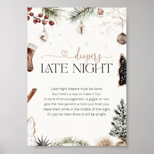 Cosy Diapers Late Night Baby Shower Poster
