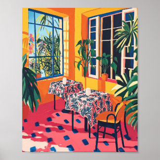 Cosy Dining Area Stylised Interior Poster Wall Art