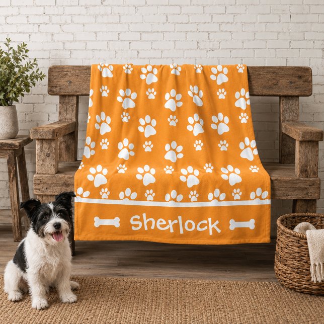 Cosy Dog Blanket Personalised Orange (personalized orange dog blanket)