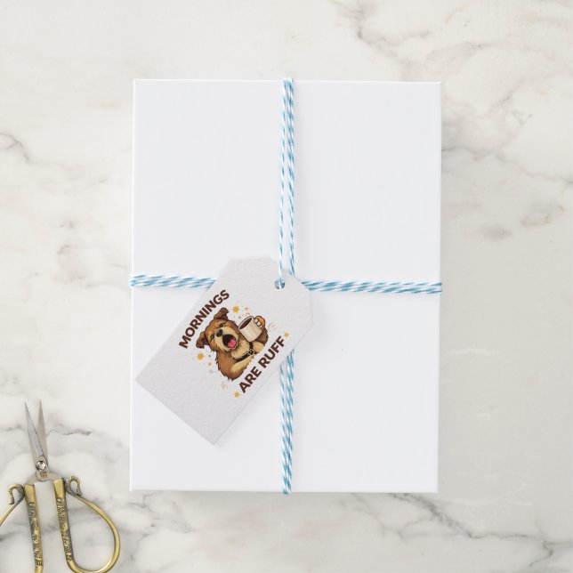 Cosy Dog Illustration Gift Tags (With Twine)