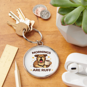 Cosy Dog Illustration Key Ring