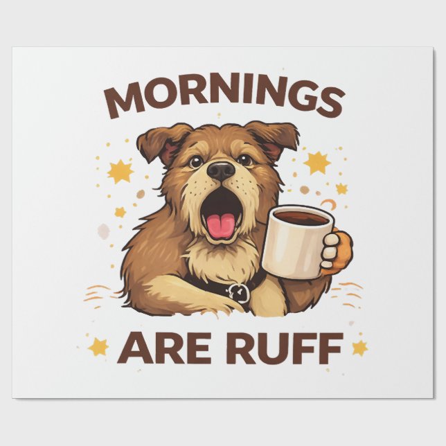 Cosy Dog Illustration Wrapping Paper (Flat)