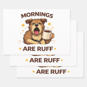Cosy Dog Illustration Wrapping Paper Sheet