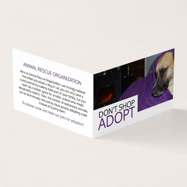Cosy Dog, Pet Adoption Detailed Business Card (Outside)