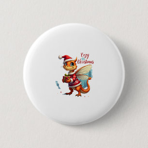 Cosy Dragonfly Christmas 6 Cm Round Badge