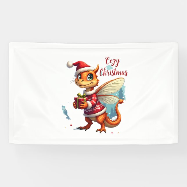 Cosy Dragonfly Christmas Banner (Horizontal)