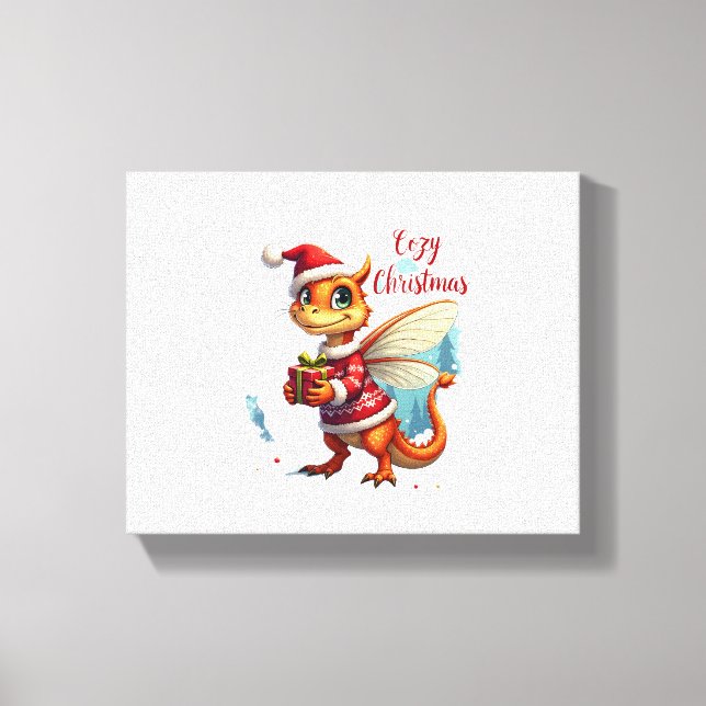 Cosy Dragonfly Christmas Canvas Print (Front)