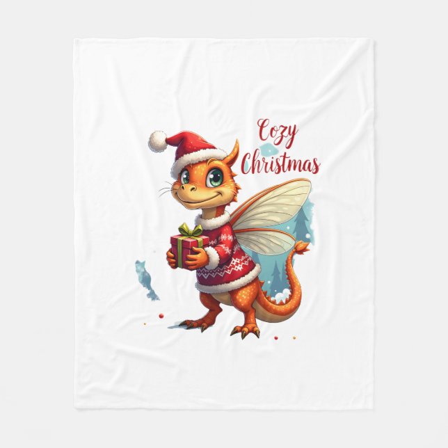 Cosy Dragonfly Christmas Fleece Blanket (Front)