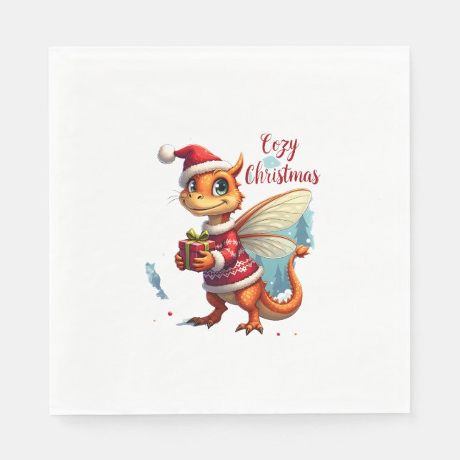 Cosy Dragonfly Christmas Napkin (Front)