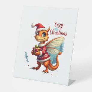 Cosy Dragonfly Christmas Pedestal Sign