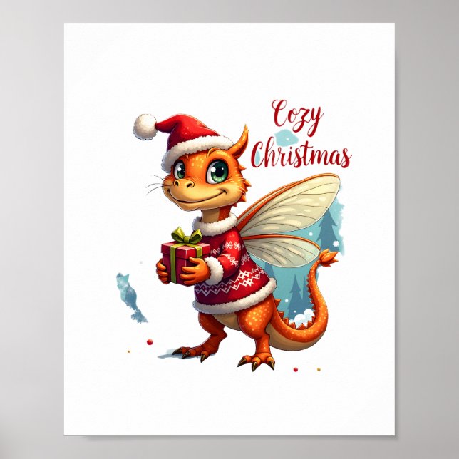 Cosy Dragonfly Christmas Poster (Front)