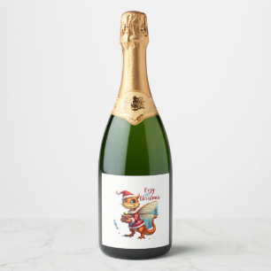 Cosy Dragonfly Christmas Sparkling Wine Label