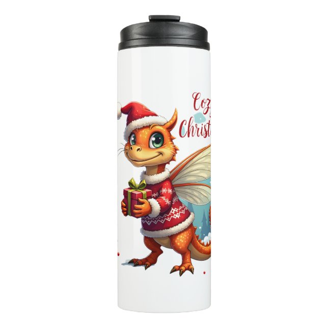Cosy Dragonfly Christmas Thermal Tumbler (Front)