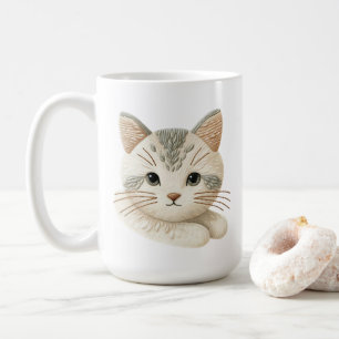Cosy Embroidered Kitty Coffee Cup for Cat Lovers