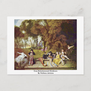 Cosy Entertainment Outdoors By Watteau Antoine Postcard