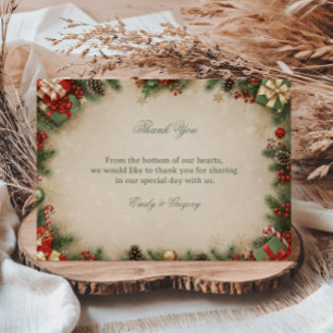 Cosy Evergreen Holiday Winter Harmony Thank You Card