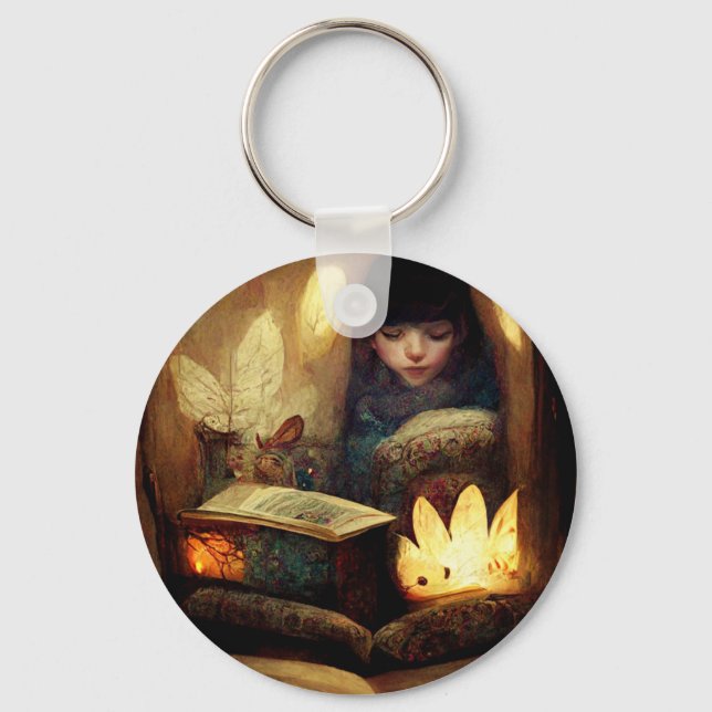 Cosy Fairy Book Nook Key Ring (Front)