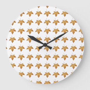 Cosy Fall Autumn Leaves Pattern Aesthetic Design Large Clock