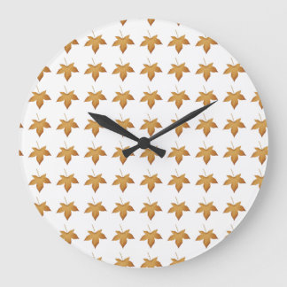 Cosy Fall Autumn Leaves Pattern Aesthetic Design Large Clock