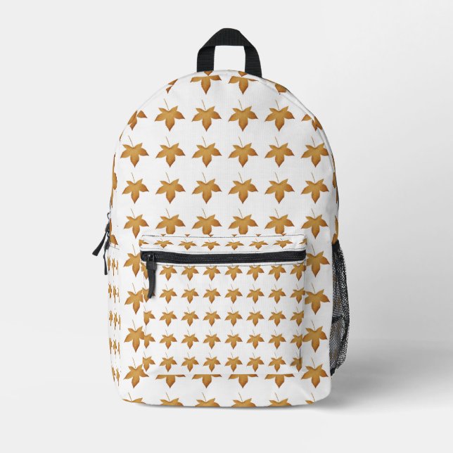 Cosy Fall Autumn Leaves Pattern Aesthetic Design Printed Backpack (Front)