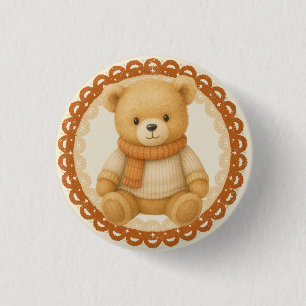 Cosy Fall Baby Shower   Neutral Cream & orange 3 Cm Round Badge