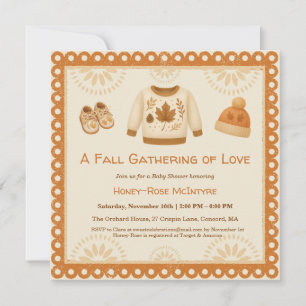 Cosy Fall Baby Shower Neutral Cream & orange Invitation
