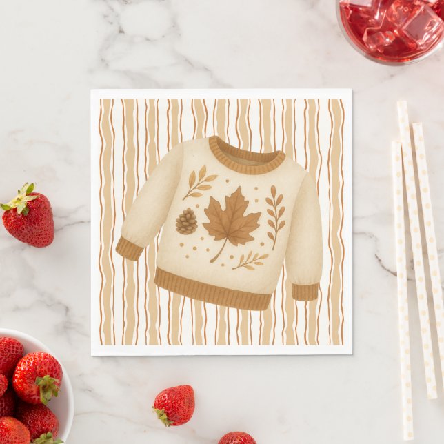 Cosy Fall Baby Shower | Neutral Cream & orange Napkin (Insitu)