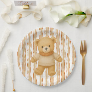 Cosy Fall Baby Shower Neutral Cream & orange Paper Plate