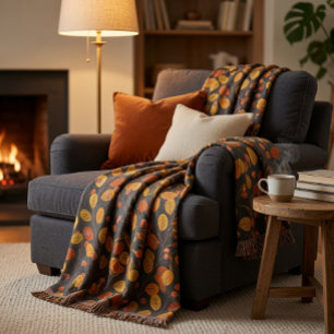 Cosy Fall Blanket with Autumn Leaves & Berries