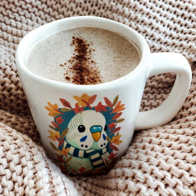 Cosy Fall Blue Parakeet Budgie Coffee Mug (Creator Uploaded)