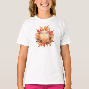 Cosy Fall Candle with Maple Leaves Autumn Design T-Shirt