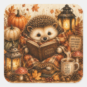 Cosy Fall Cottagecore Book Lover Square Sticker