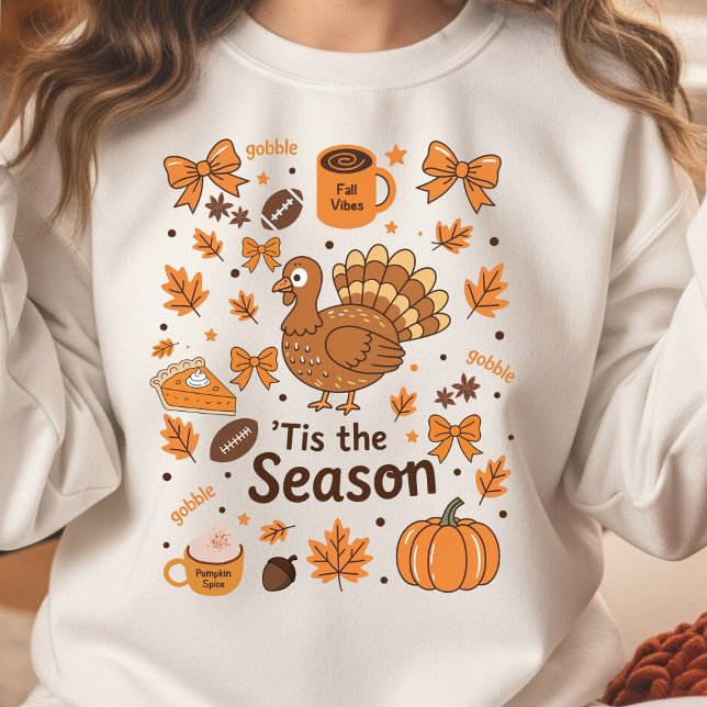 Cosy Fall Doodle Collage Thanksgiving Sweatshirt (cozy fall doodle collage sweatshirt)