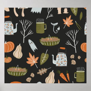 Cosy Fall Elements: Warm Pattern. Poster