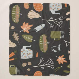 Cosy Fall Elements: Warm Pattern. Sherpa Blanket