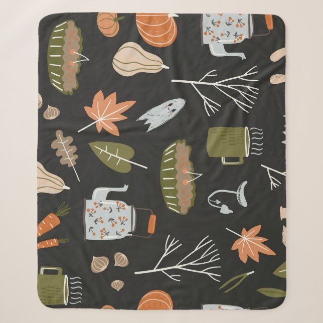 Cosy Fall Elements: Warm Pattern. Sherpa Blanket (Front)