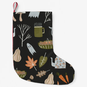 Cosy Fall Elements: Warm Pattern. Small Christmas Stocking