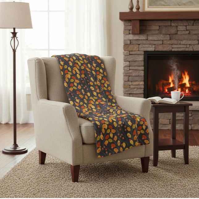 Cosy Fall Fleece Blanket with Autumn Leaves (Creator Uploaded)
