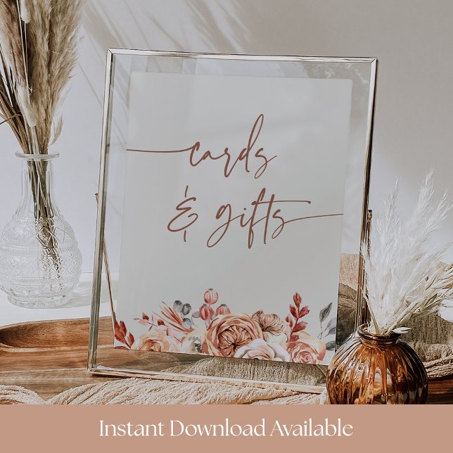 Cosy Fall Floral Baby Shower Cards & Gifts Sign (Creator Uploaded)