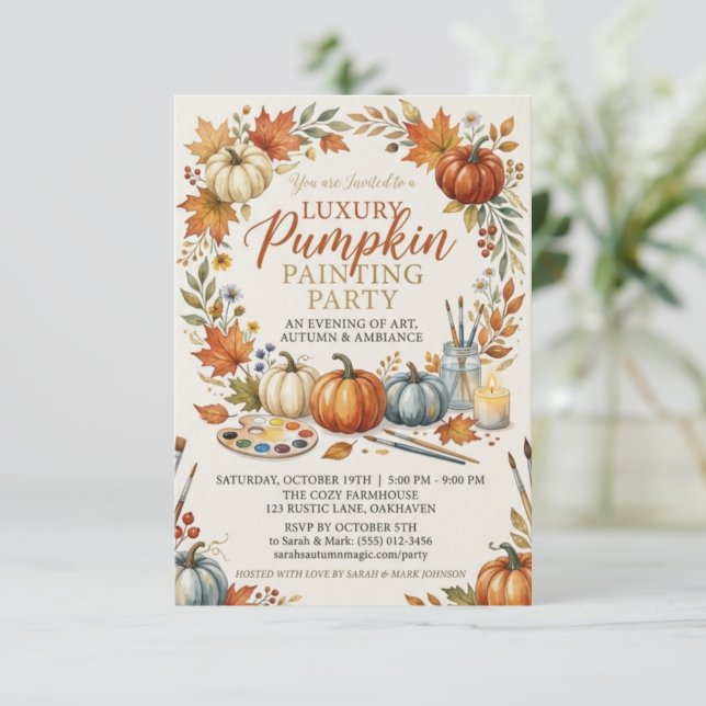 Cosy Fall Harvest Dinner Party Invitation 2026 Pri (Standing Front)