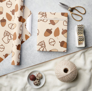 Cosy Fall Hazelnut Leaf Seamless Wrapping Paper
