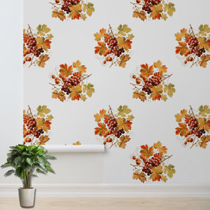 Cosy Fall Leaves and Grapes Pattern Wall Decor
