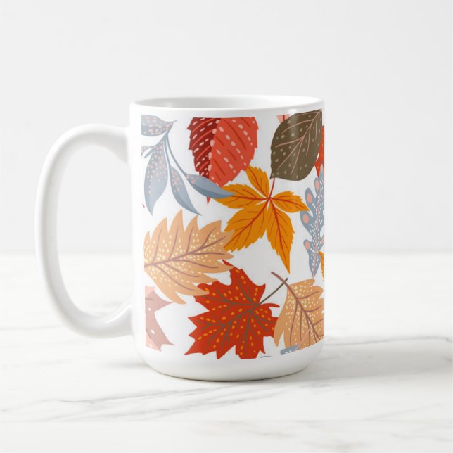 Cosy Fall Leaves Autumn Cute Pattern Coffee Mug (Left)