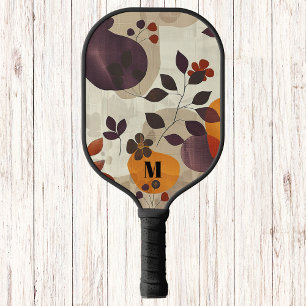 Cosy Fall Leaves Modern Monogram Pickleball Paddle