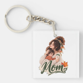Cosy Fall Mum & baby kids Autumn Love Key Ring