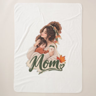 Cosy Fall Mum & Daughter Autumn Love Sherpa Blanket