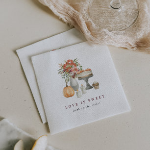Cosy Fall Pumpkin Bridal Shower "Love is Sweet" Napkin