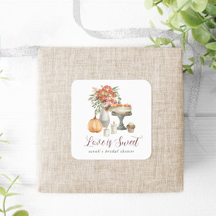 Cosy Fall Pumpkin "Love is Sweet" Square Sticker